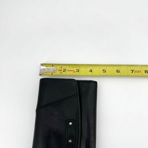 FOSSIL Wallet Black Pebbled Leather Tri-fold Snap Flap Organizer EUC - Picture 10 of 10